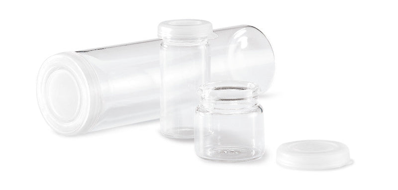 CLA6.1 Viales de vidrio con borde enrollado Corto, 30 ml, Altura: 72 mm (108 uds) - Quimivitalab