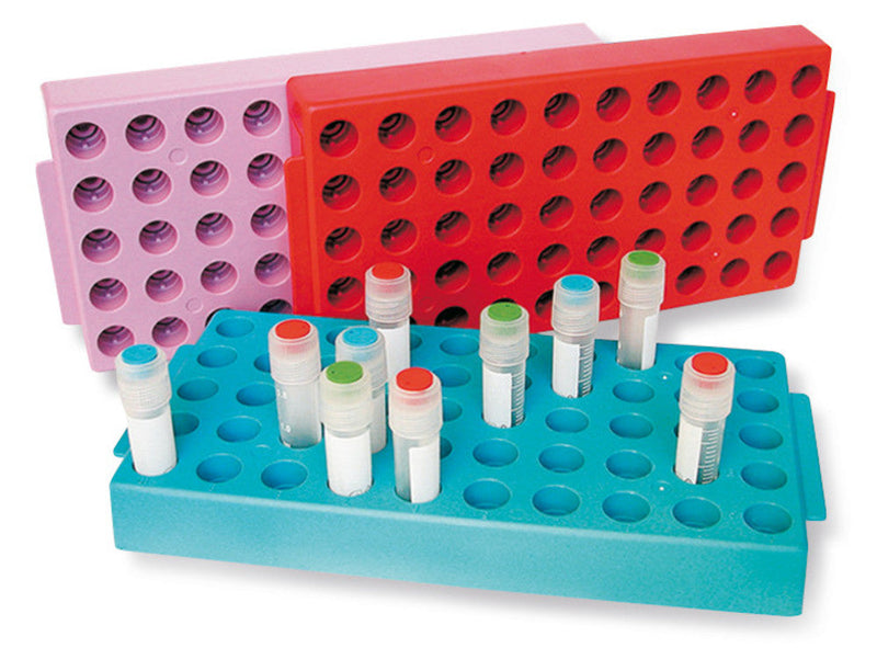 K552.1 Soporte para muestras ROTILABO ® para viales criogénicos, rojo, 50 ranuras - Quimivitalab