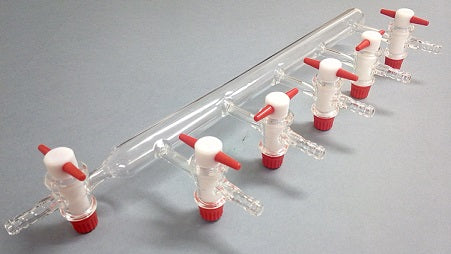 095.005-TF Tubo con 5 salidas con grifo 14.5 de PTFE - Quimivitalab
