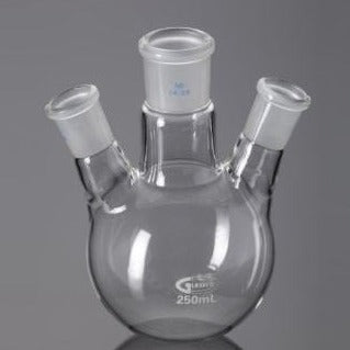 122.250-R3 Matraz esférico 250 ml fondo redondo, 3 bocas, esmerilado normalizado 29/32 - Quimivitalab