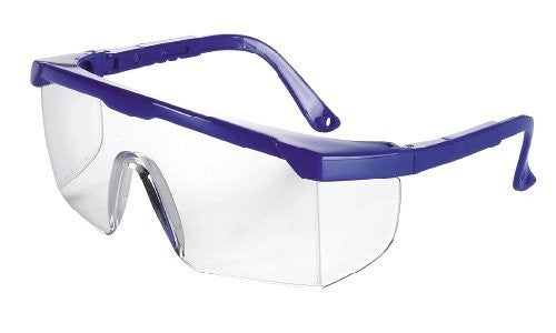 310.004 Gafas de seguridad con montura frontal azul y ajuste de longitud de varilla