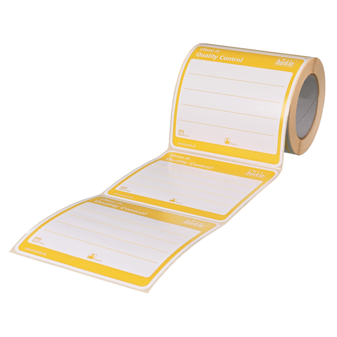 5303-1014 Etiquetas selladoras close-it Maxi 150x150mm amarillo -Rollo de 250 uds