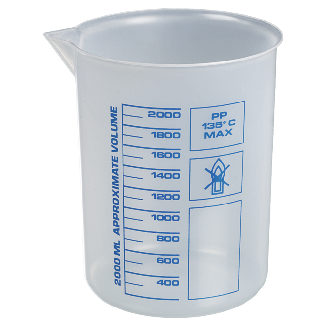 7122-2000 Vaso Griffin, PP, 2000 ml, escala azul