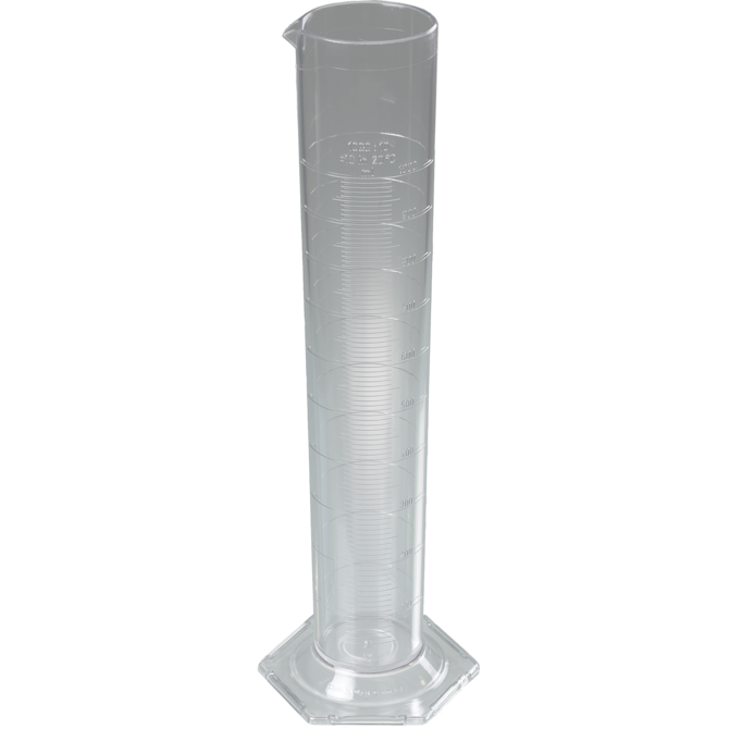 7506-1000 Probeta transparente, con escala en relieve, clase B, 1000 ml