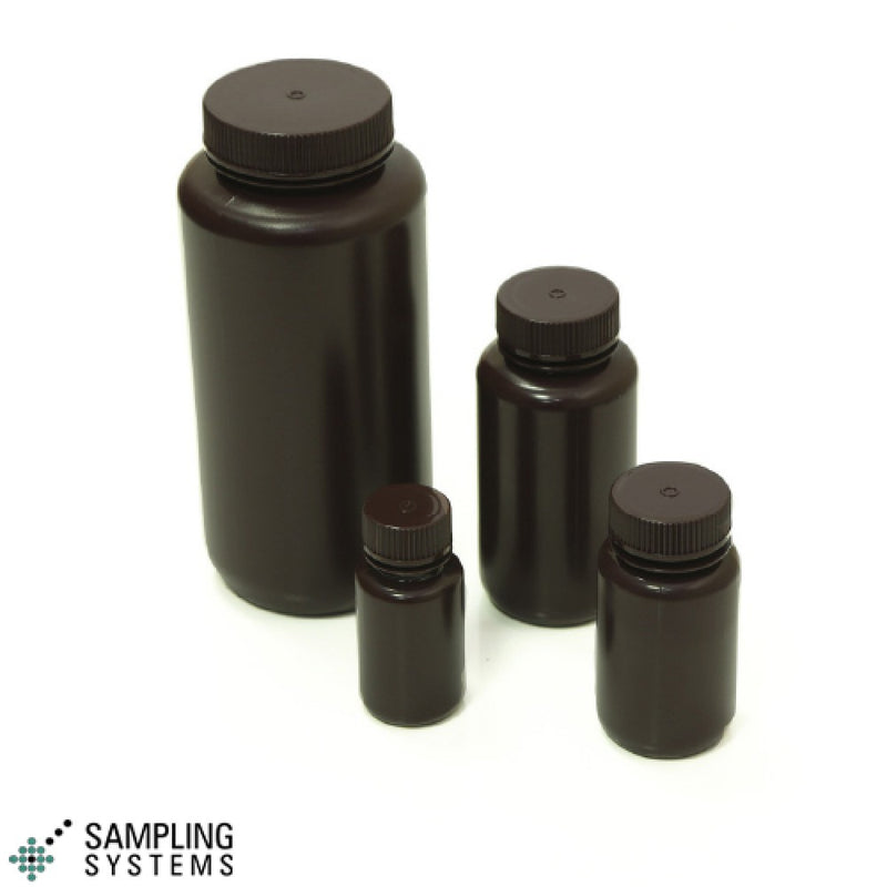 8126H-1000A Botella de HDPE, color ámbar, tapón de rosca, vol. 1000 ml (24 unidades)