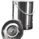 C862.1 Cubo de acero inoxidable con tapa y asa, base curva, capacidad 10 litros - Quimivitalab