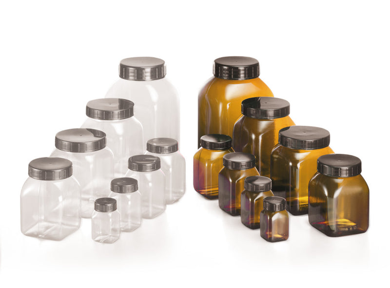 T408.1 Frasco de cuello ancho PETG transparente, 2000 Ml (4 uds - Quimivitalab