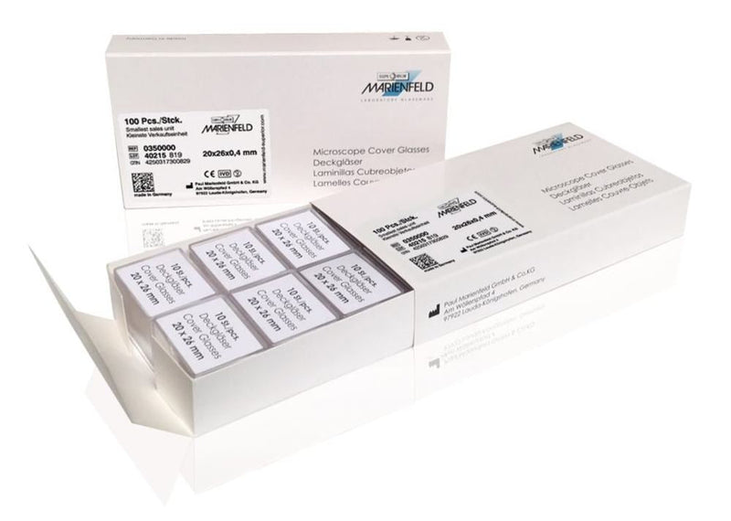KHX0.1 Cubreobjetos para hemocitómetro de 0,4 mm, 24 x 24 mm (100 uds)