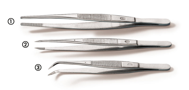 PX29.1 Pinzas curvadas romas de acero inoxidable, 130 mm - Quimivitalab