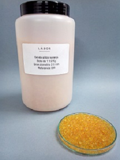 050 Gel de sílice para desecadores, 2-5 mm con cambio de color de naranja a verde (bote de 1,5 kg)