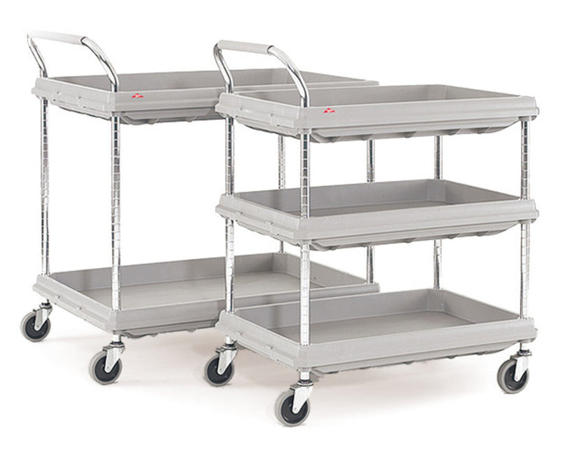 X448.1 Carro de estantes de plástico para bandejas, 625x885 mm, 2 bases - Quimivitalab