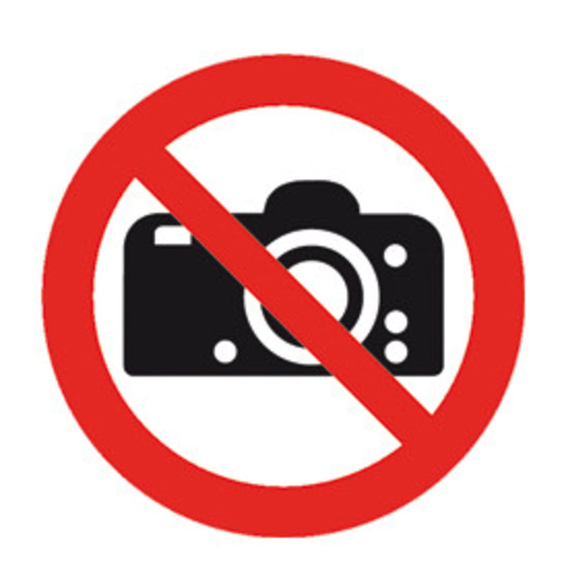 YX41.1 Señal de prohibido hacer fotos, autoadhesiva, 200 mm - Quimivitalab