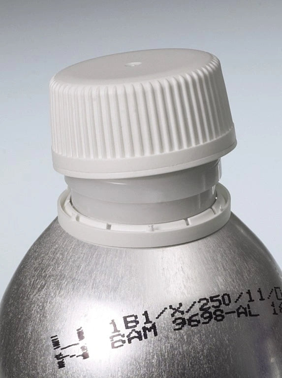 0327-0300 Botella de aluminio con tapón de rosca, homologación UN, 300 ml