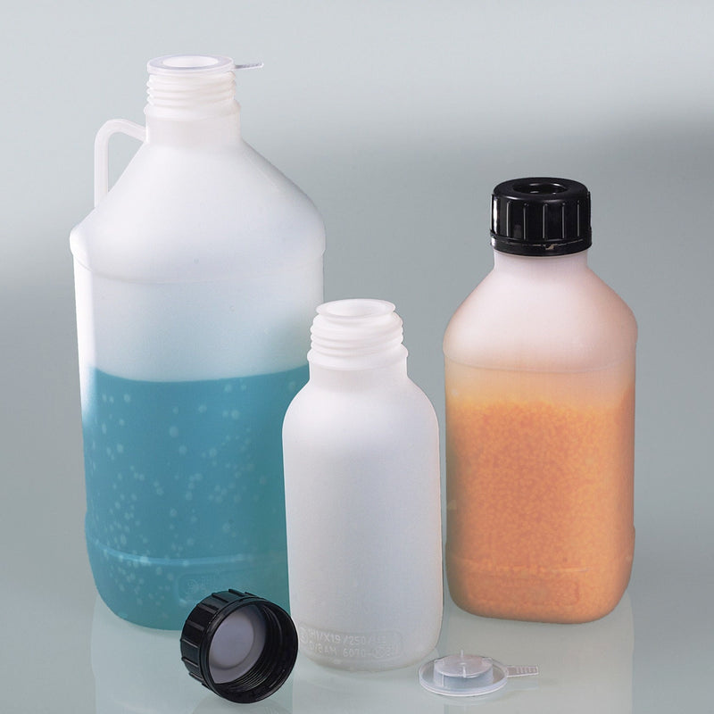 0304-1000: Botella de HDPE con cierre PP y junta rosca PTFE, homologación UN 1000 ml. - Quimivitalab