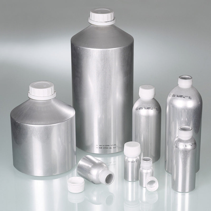 0327-0120: Botella de aluminio  UN  AL 99 5  120ml  con tapón. - Quimivitalab