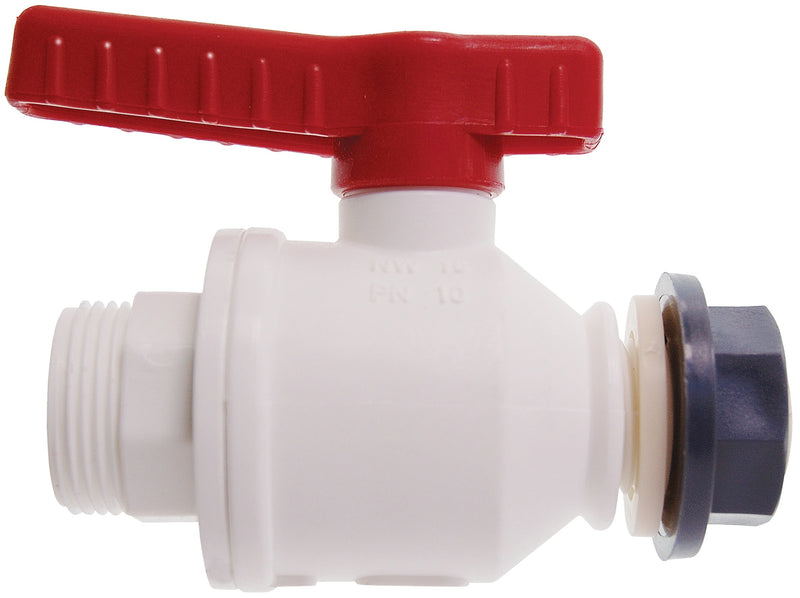 0500-8103 Grifo rótula PP blanco, 3/4" interior - M36x3 exterior - DN 20 mm. - Quimivitalab