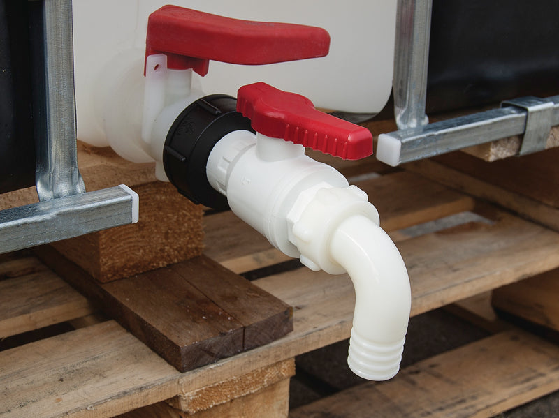 0534-0002 Llave de salida para GRG con espiga acodada a 90° y tapón - Quimivitalab