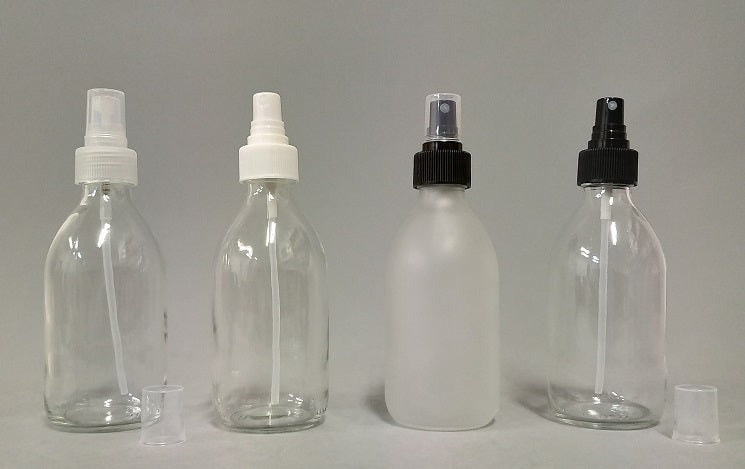 071.060-B Frasco 60 ml transparente con tapa vaporizadora PP 28 blanca o negra (50 uds) - Quimivitalab