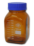 089.500-AM Frasco ISO GL-80 de 500 ml, ámbar,  con tapa y anillo de vertido, vidrio borosilicato 3,3 - Quimivitalab