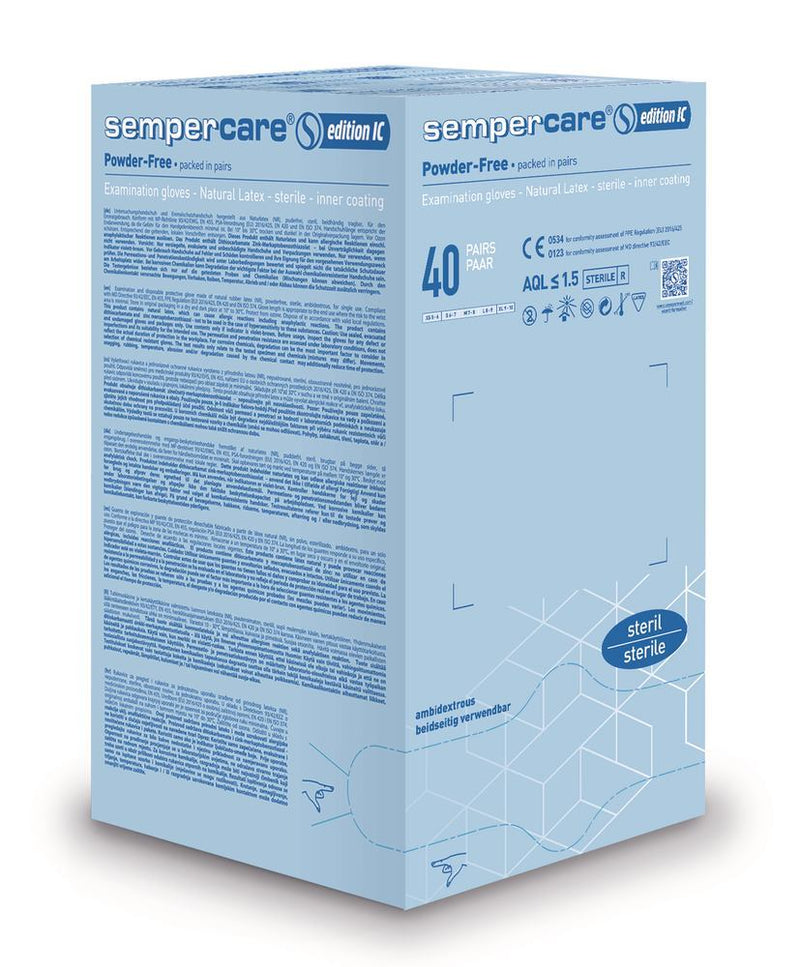 1H04.1 : Guantes de examen Sempercare ® Edition IC estériles, Talla: L (8-9) (40 pares x pack) - Quimivitalab