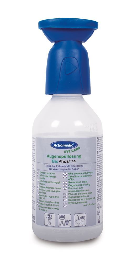 1K0Y.1 Frasco lavaojos Actiomedic ® BioPhos ® 74 solución, estéril (250 ml) - Quimivitalab