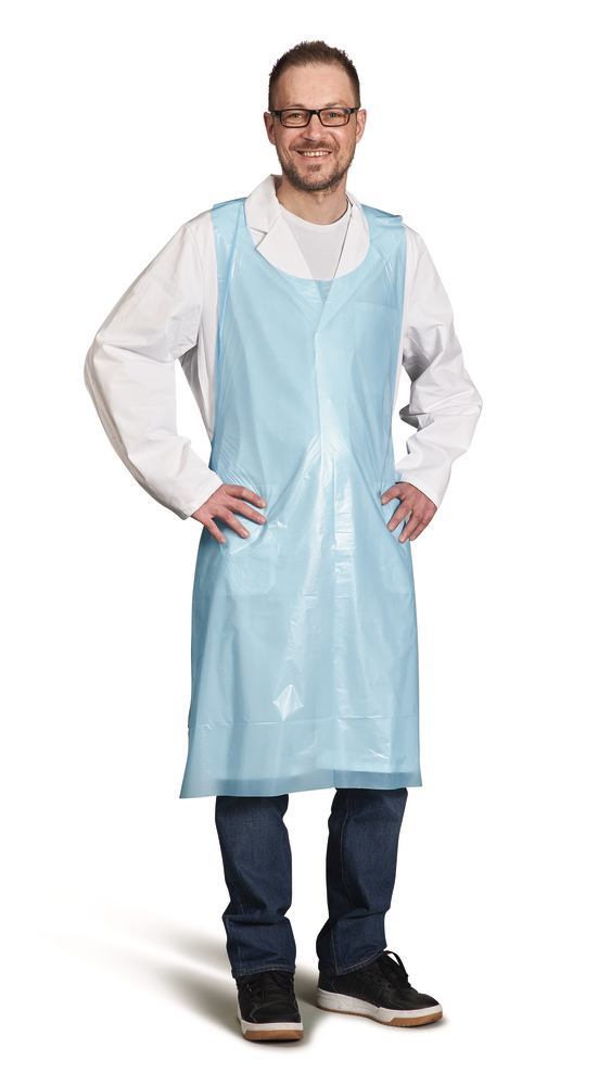 1N3H.1 Delantal desechable color azul 125 cm - 100 unidades - Quimivitalab