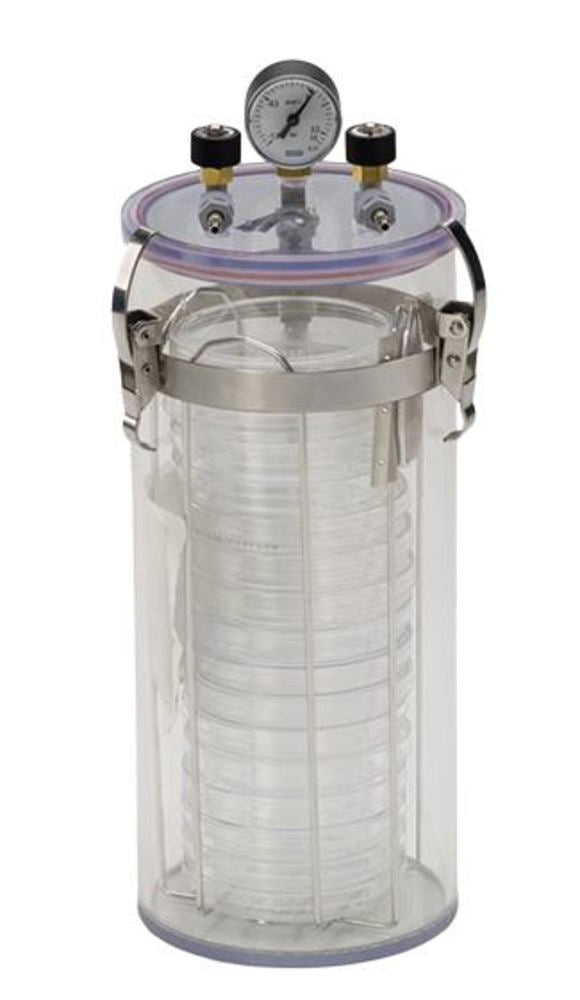 2388.1: Frasco anaeróbico con válvulas angulares y manómetro, cristal, 3 litros - Quimivitalab