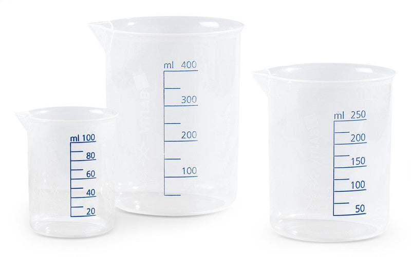 2874.1: Vaso de precipitado Griffin PP con pico y escala azul, 150 ml. - Quimivitalab