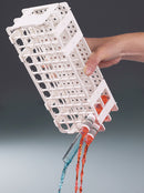 9635-0021: Soporte tubos ensayo.PP.blanco.hast. 60 uds. Ø16mm - Quimivitalab