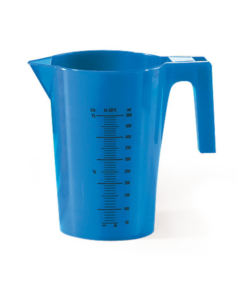 APH6.1: Vaso medidor de PP, transparente,  500 ml azul. - Quimivitalab