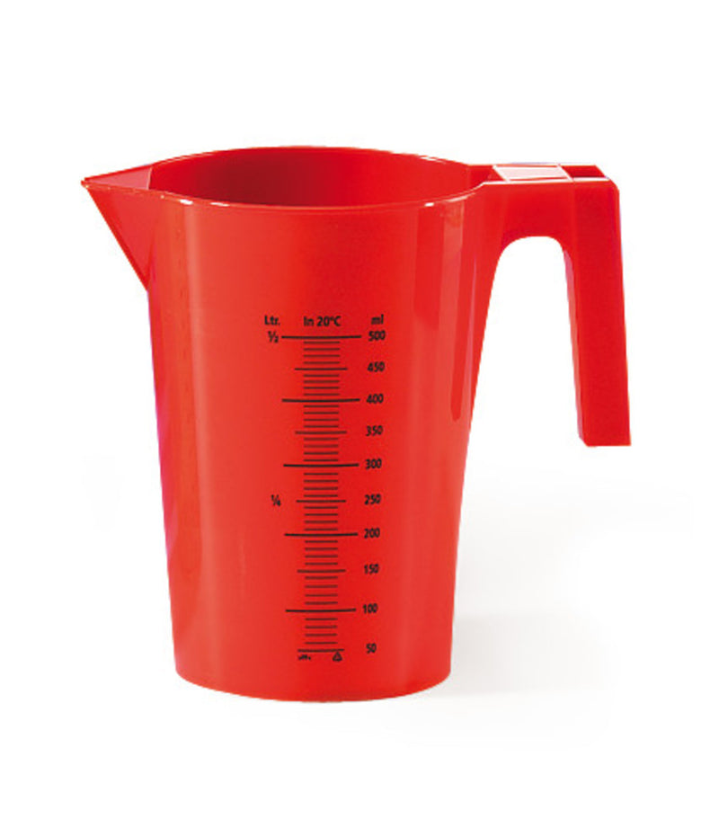 APH8.1: Vaso medidor de PP, transparente,  500 ml, rojo - Quimivitalab