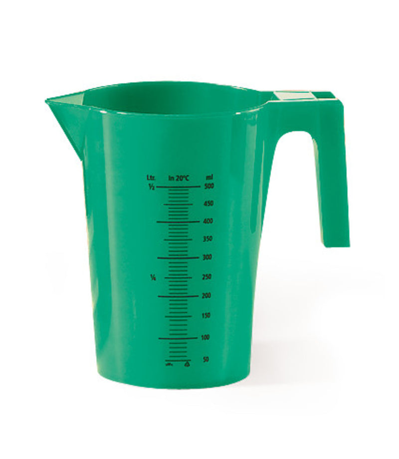 APH9.1: Vaso medidor de PP, transparente,  500 ml, verde - Quimivitalab