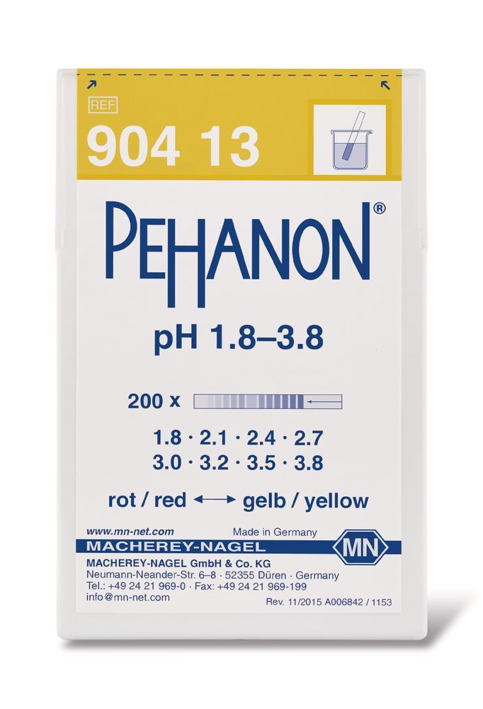 AXT8.1: Papeles indicadores PEHANON® con escala de pH impresa pH 1.8-3.8. 200 pc(s) - Quimivitalab