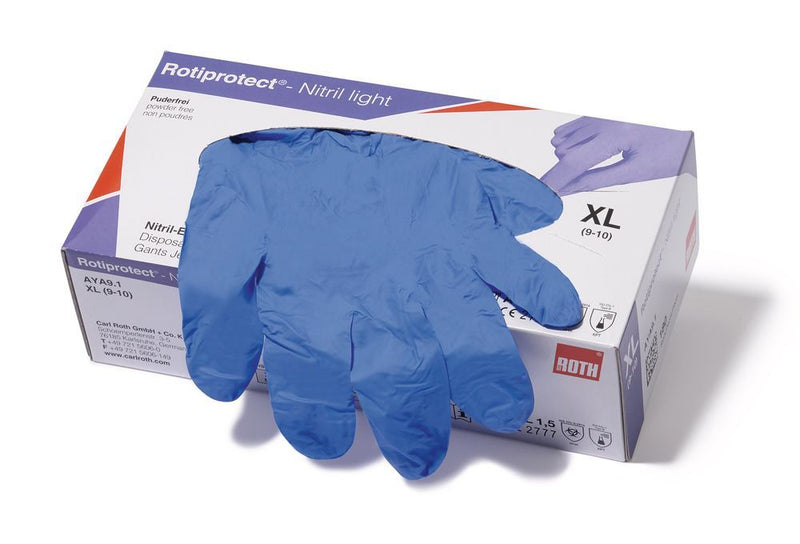 AYA9.1: Guantes desechables ROTIPROTECT ® nitrilo no esterilizado, Talla: XL (9-10)  180 Uds - Quimivitalab