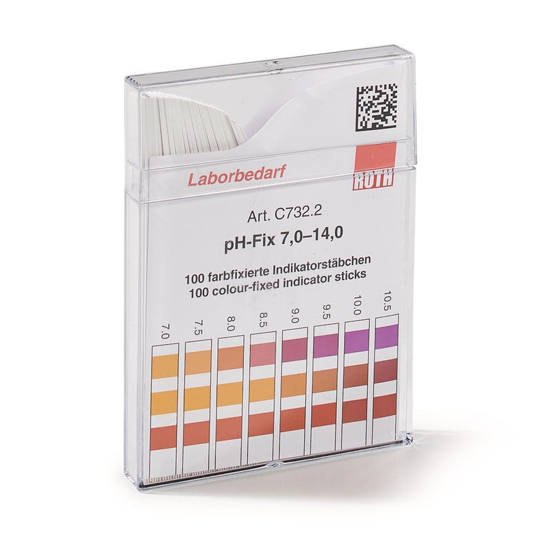 C732.2: Varilla indicadora de pH pH-Fix pH 7.0–14.0 en empaque cuadrado (100 uds) - Quimivitalab
