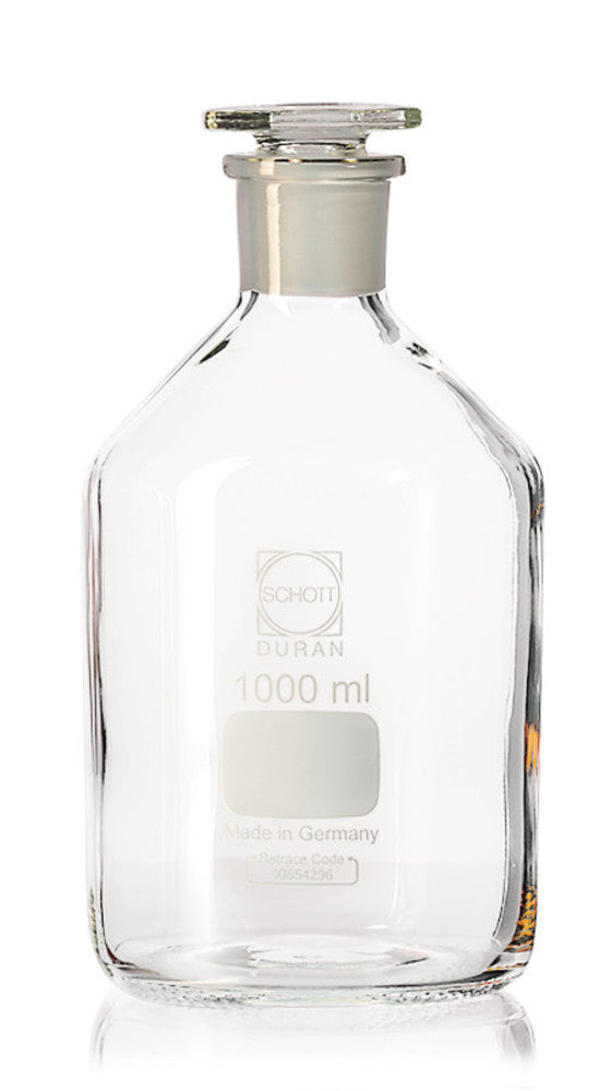 Y835.1 Frasco de boca estrecha, junta de vidrio esmerilado, vidrio transparente, 2000 ml - Quimivitalab