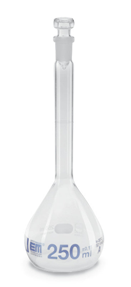 CNY0.1: Matraz aforado con tapón de vidrio transparente, clase A, 7/16 , 5 ml, (2 unidades) - Quimivitalab