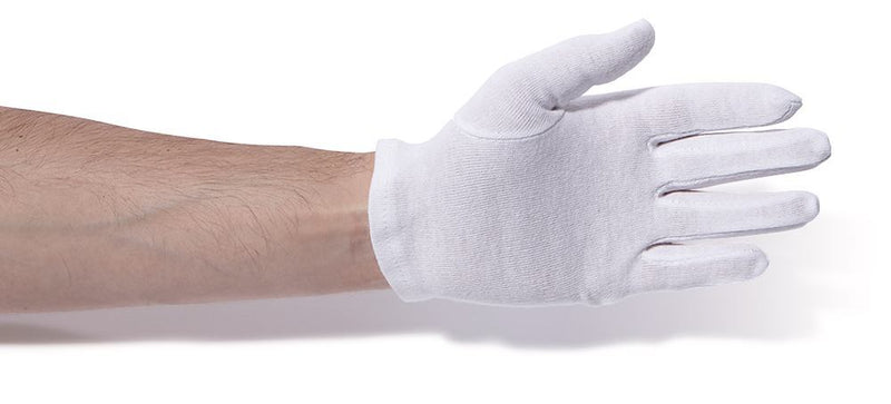 ENC3.1 Guantes de algodón, largo aprox. 24 cm, talla 7, color natural (12 pares) - Quimivitalab