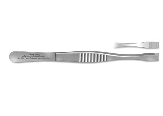 EXC6.1: Pinzas cubreobjetos rectas, acero inoxidable, 145 mm, ancho de punta 5 mm - Quimivitalab