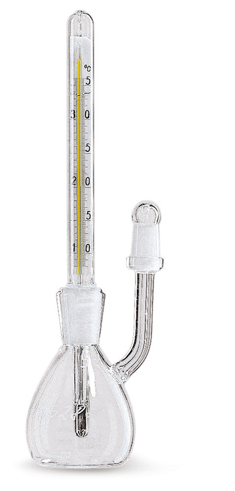 EXP9.1: Picnómetro según Gay-Lussac con termómetro, vidrio borosilicato, 50 ml - Quimivitalab