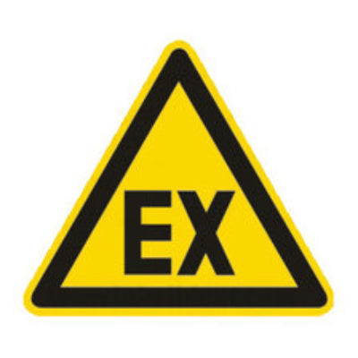 EYK5.1: Símbolos de advertencia establecidos. etiquetas individuales que advierten atmósfera explosiva. 1 pc(s) - Quimivitalab