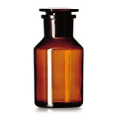 H050.1: Botellas de almacenamiento de cuello ancho tapón de vidrio vidrio de soda-lima ámbar 100 ml. 10 pc(s) - Quimivitalab