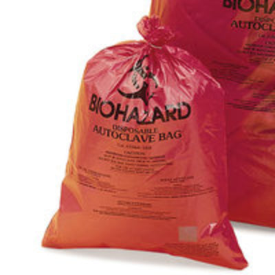 KN77.1: Deseche las bolsas con sterilisat. indicador impreso Biohazard. 360 x 480 mm. 200 pc(s) - Quimivitalab