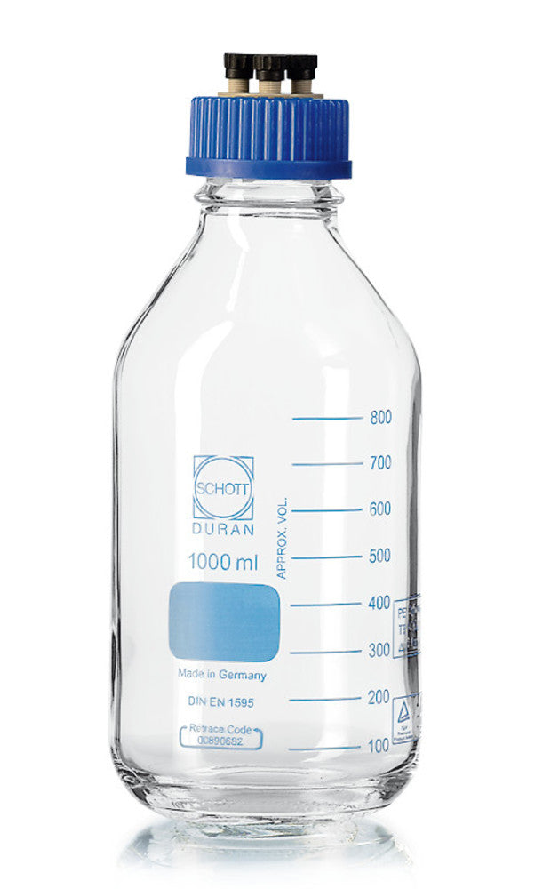 KY93.1 Botella HPLC con distribuidor múltiple, botella HPLC 1000 ml (2 uds) - Quimivitalab