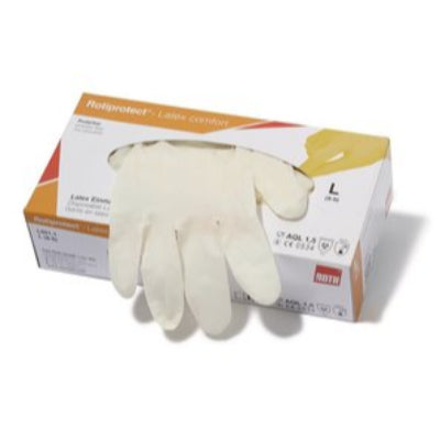 L950.1: Rotiprotect®-guantes de látex confort talla M. 7-8. Sin polvo. Natural. Ligero. 100 pc(s) - Quimivitalab