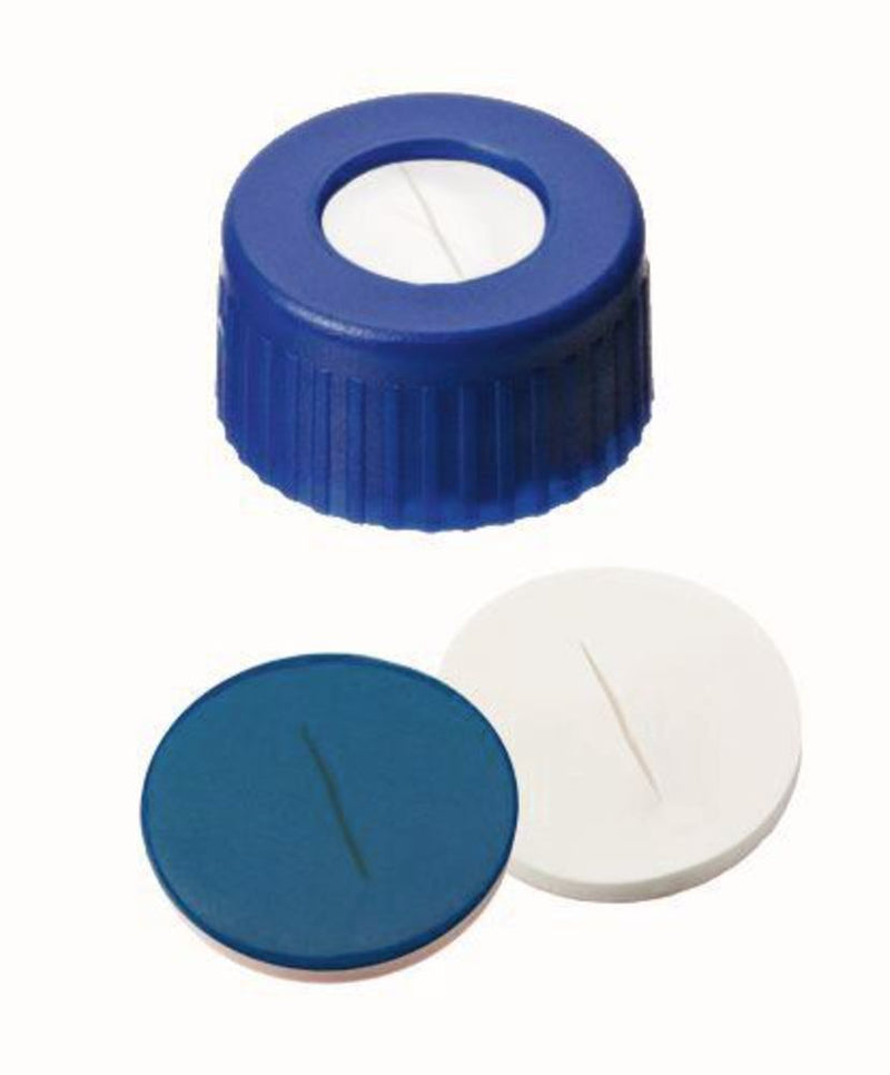 LC14.1 Tapón de rosca ROTILABO ND9 silicona blanca / PTFE azul, ranurado (100 uds) - Quimivitalab