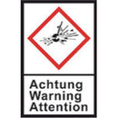 LN47.1: Etiquetas de advertencia de GHS Lámina de PE Explosión de advertencia de GHS01. bomba 100 µm 22x30mm. 1 roll - Quimivitalab