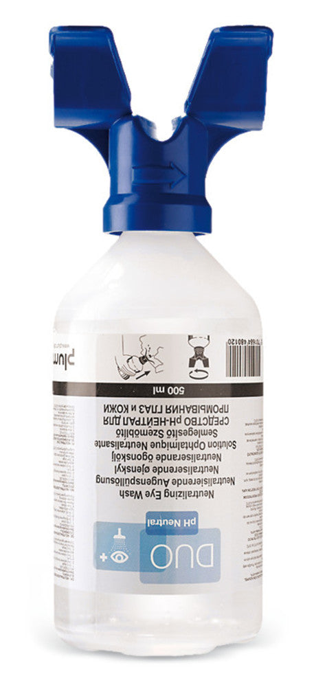 LY45.1: Frasco lavaojos pH Neutro Frasco DUO, desechable, 500 ml - Quimivitalab