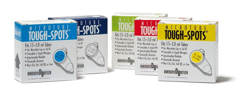 K164.1: Etiquetas Tough Spots™ en rollo, blancas, 9,5 mm, para recipientes de 0,5 ml - Quimivitalab