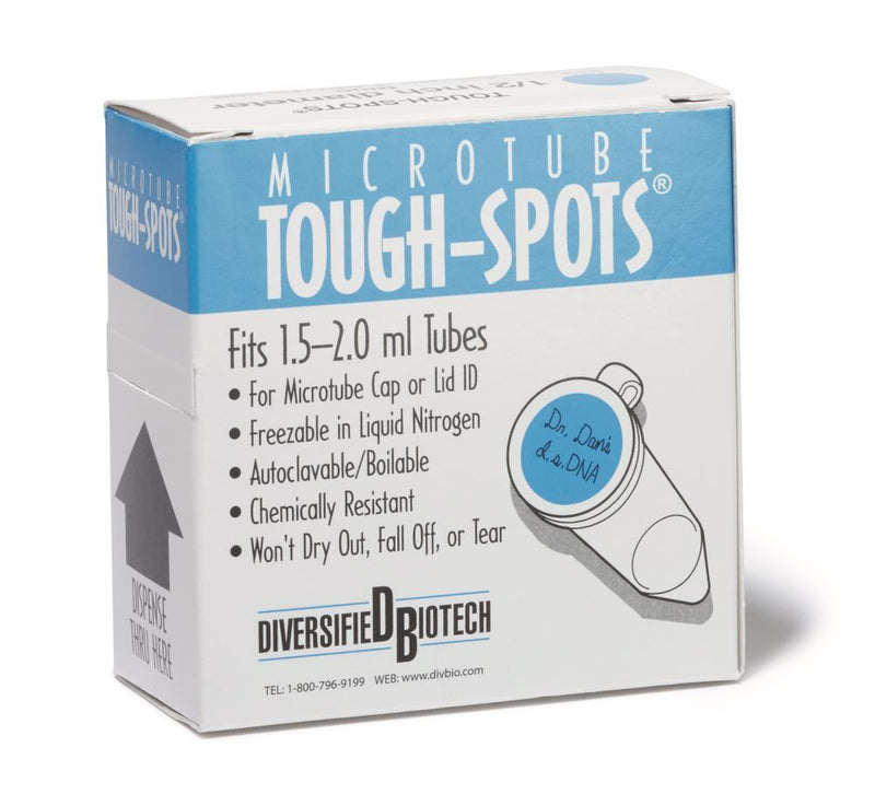 N124.1: Etiquetas Tough Spots™ azules,12,7 mm, para tubos de 1,5/2 ml (1 rollo) - Quimivitalab